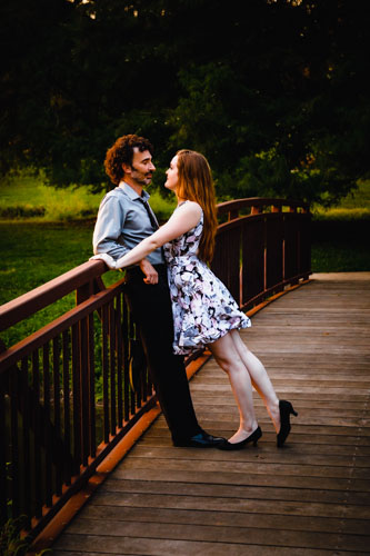 Romantic bridge engagement portrait - Kansas City engagement photography