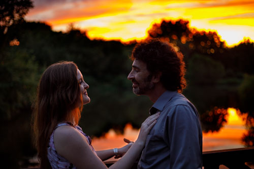 Romantic engagement photography at sunset - Shawnee Mission Park Kansas City