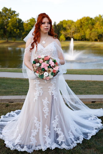 Classic bridal portrait at fountain - Kansas City wedding photography